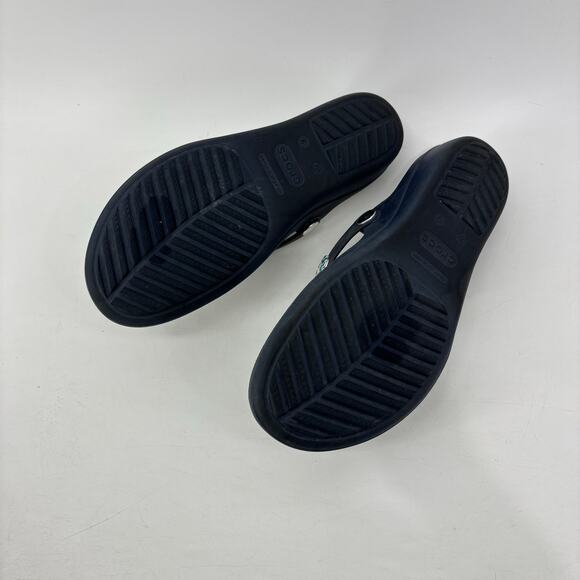 Crocs Sanrah Sandals Womens Sz 9 Blue Beaded Comfort Thong Flip Flop - Picture 5 of 12